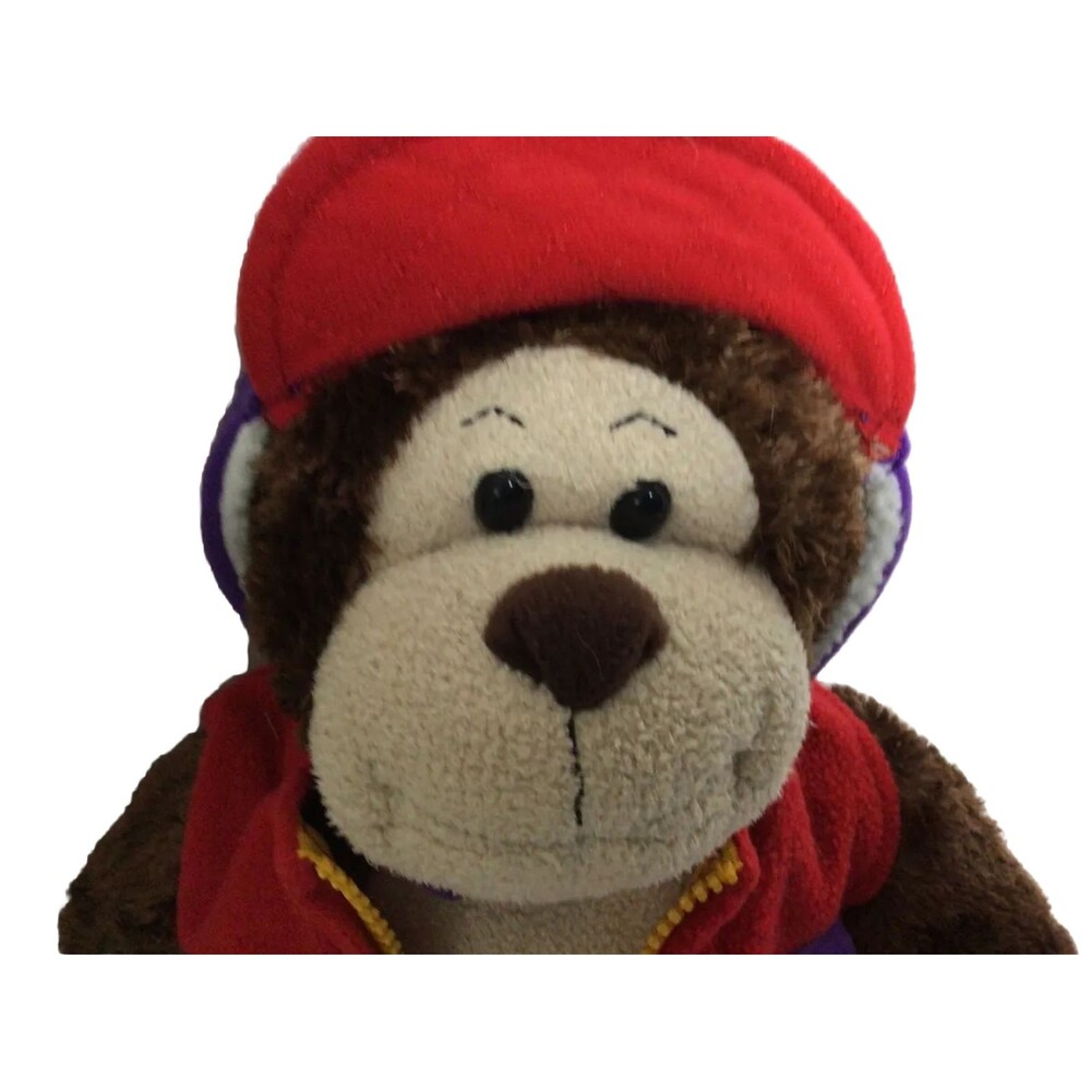 Build a Bear Monkey W/ Red Vest & Purple & Red Hat